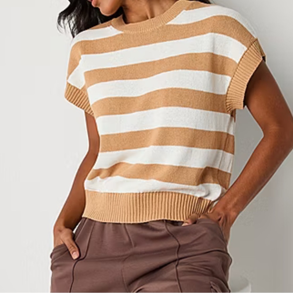 Stylus Womens Crew Neck Short Sleeve Pullover Sweater